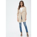 Women Long Sleeves Drapey Trench Jacket